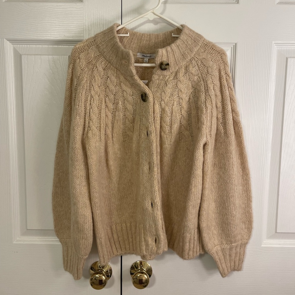 Madewell button up balloon sleeve cardigan sweater